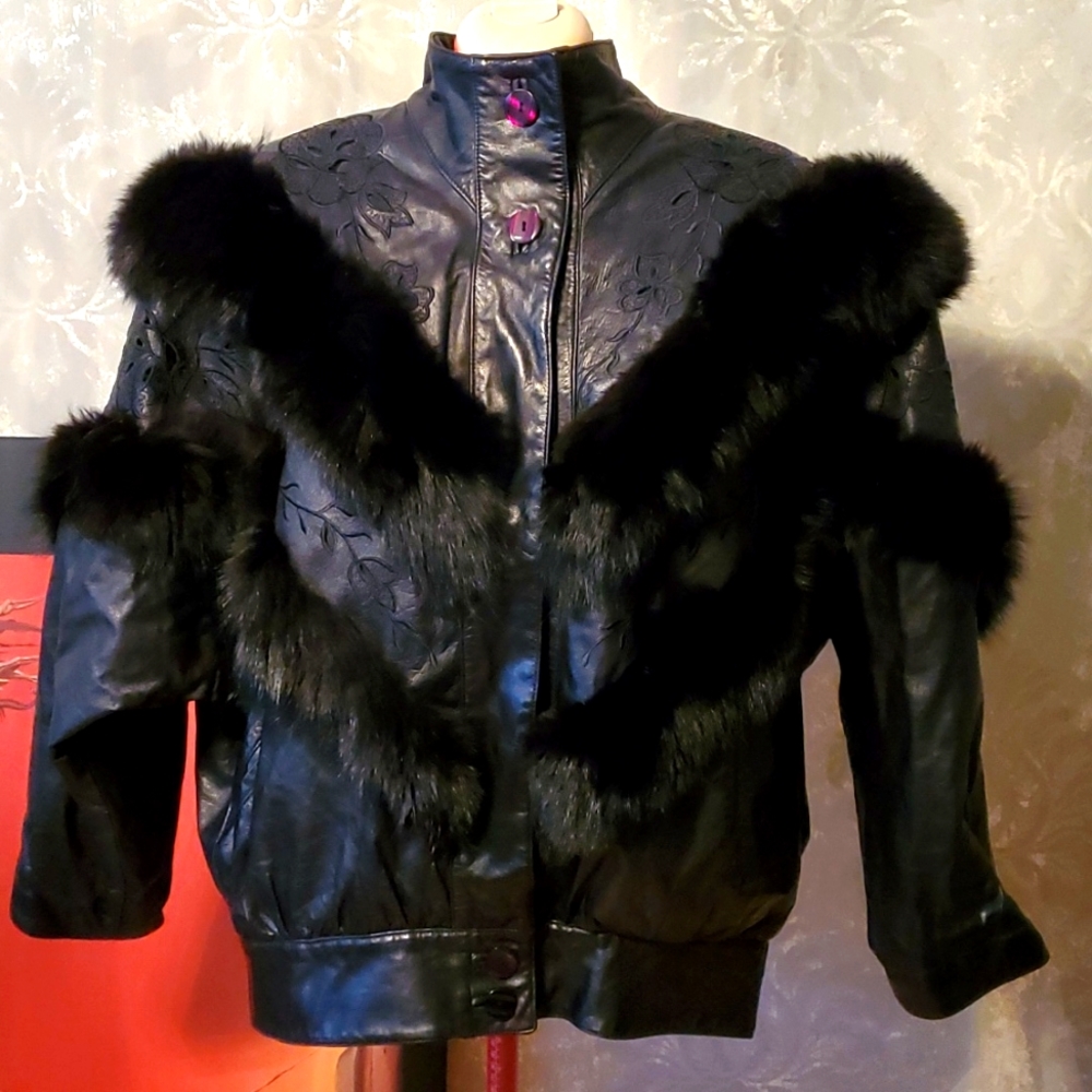Vintage Dominic Bellissimo leather and fur coat